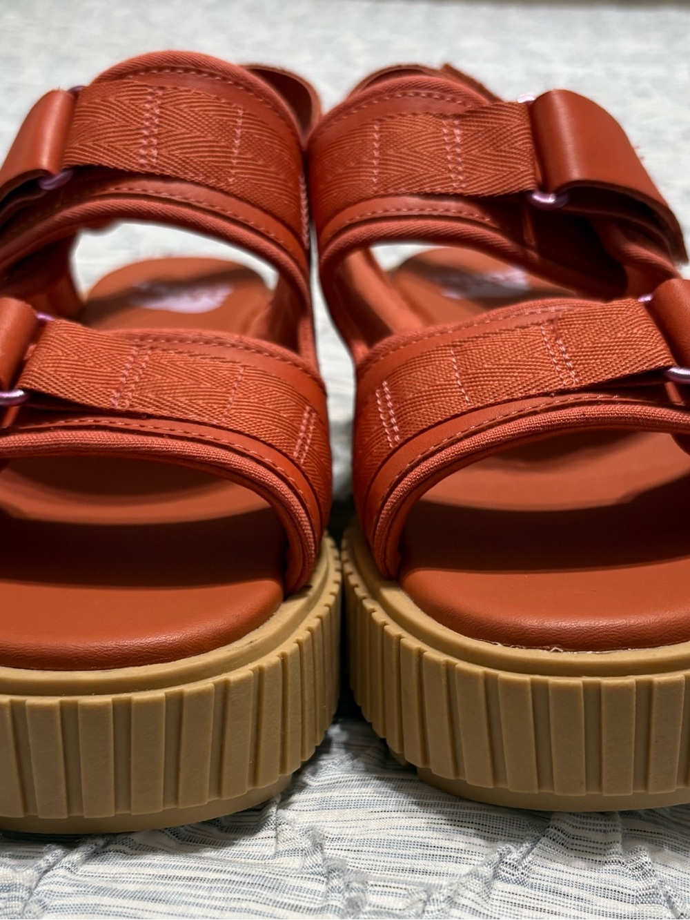 SOREL Kinetic Impact Strap Chunky Platform Orange Sandals Womens 7 Comfort - Picture 4 of 8